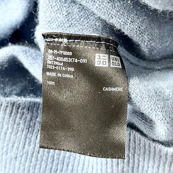 UNIQLO 100% Cashmere 3D Knit seamless chambray blue turtleneck sweater SIZE XS - Picture 6 of 6